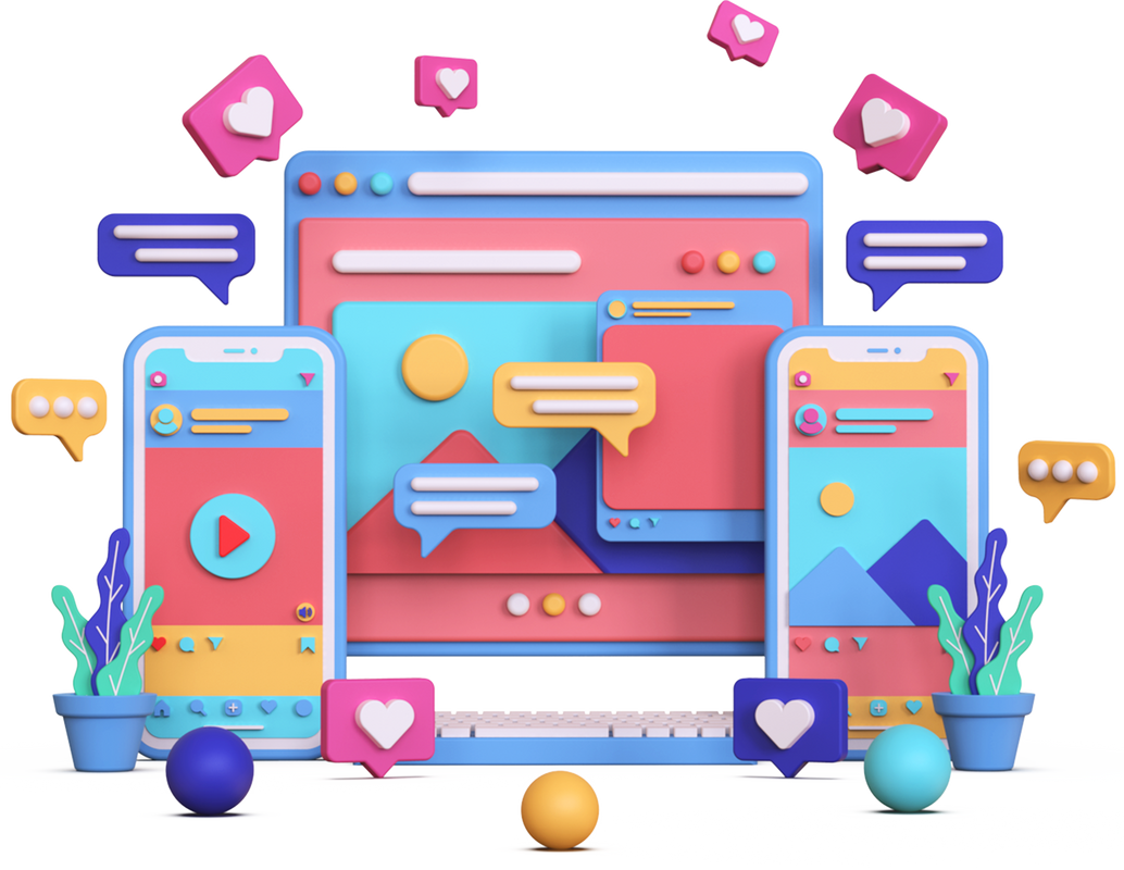 Social Media Networking 3D Illustration